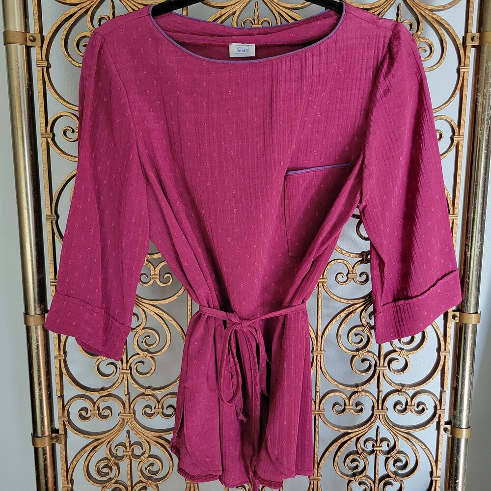 Vintage 70s Sears Magenta 3/4 Sleeve tunic